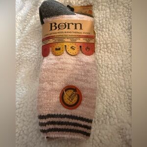 Born Pink and Gray Wool Blend Thermal Socks